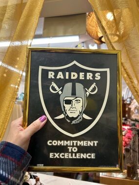 Raider Black & White Raiders Shield Wall Art bar man cave decor sports football